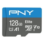 PNY 128GB Elite Mobile Accessories Class 10 U1 V10, A1 microSDHC Flash Memory Card for Mobile Devices - 100MB/s, Full HD, UHS-I, micro SD