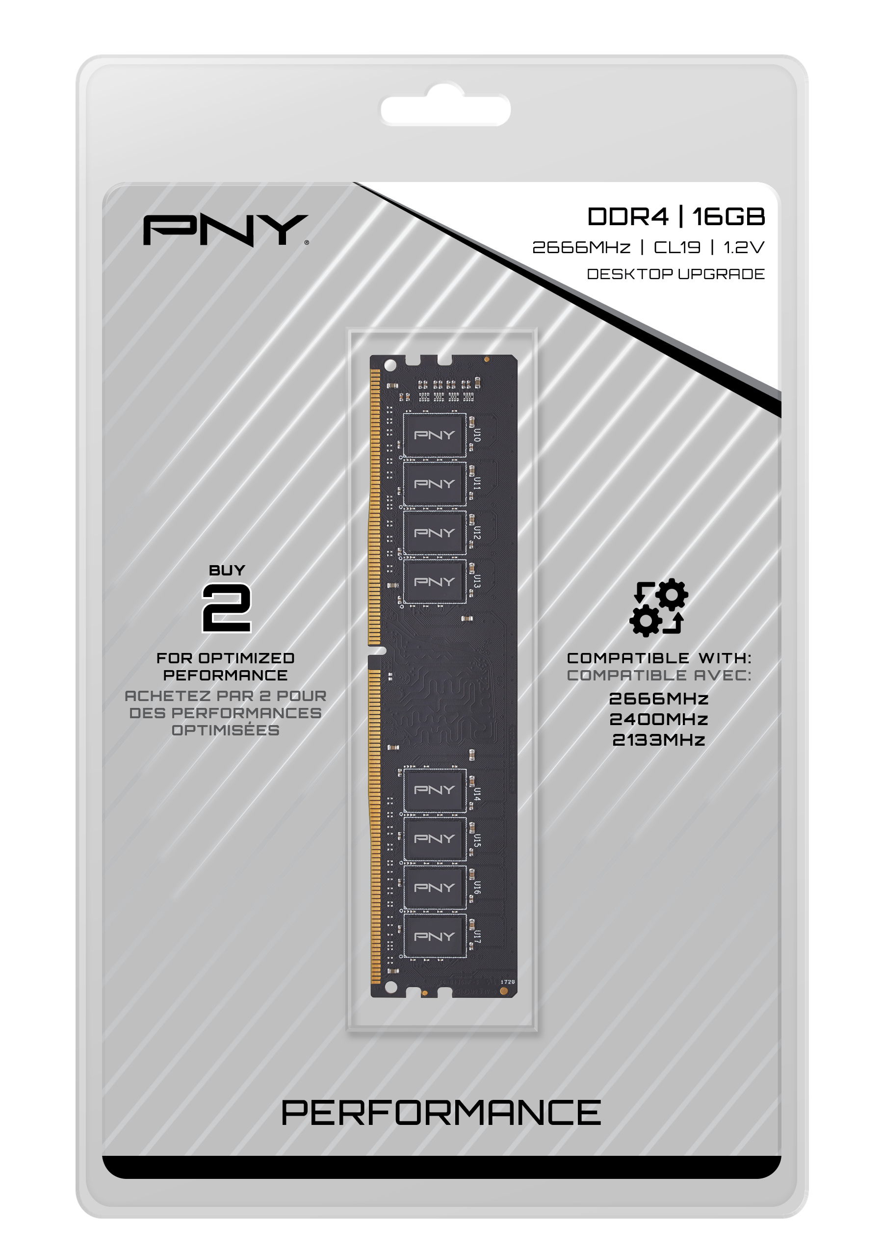 PNY 16GB Performance DDR4 2666MHz Desktop RAM Memory – (MD16GSD42666) - image 1 of 4
