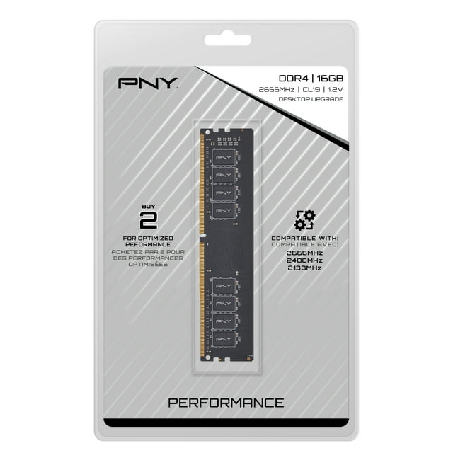 PNY 16GB Performance DDR4 2666MHz Desktop RAM Memory – (MD16GSD42666)