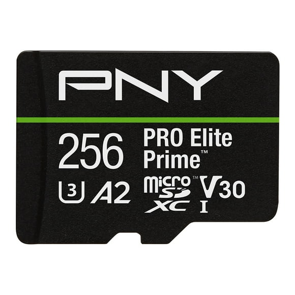 PNY 256GB PRO Elite Prime C10 U3 V30 A2 microSDXC Flash Memory Card Ultra-Fast Speeds, Read 200MB/s, Write 150MB/s, 4K UHD, Full HD, UHS-I, For Smartphones, Drones, Action Cameras