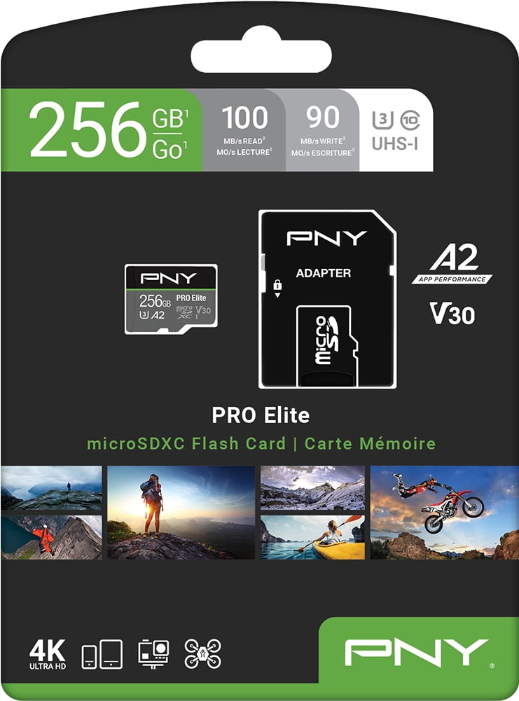 PNY 256GB Pro Elite Class 10 U3 V30 MicroSDXC Flash Memory Card