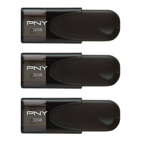 PNY - 32GB Attaché 4 Type A USB 2.0 Flash Drive 3-Pack - Black