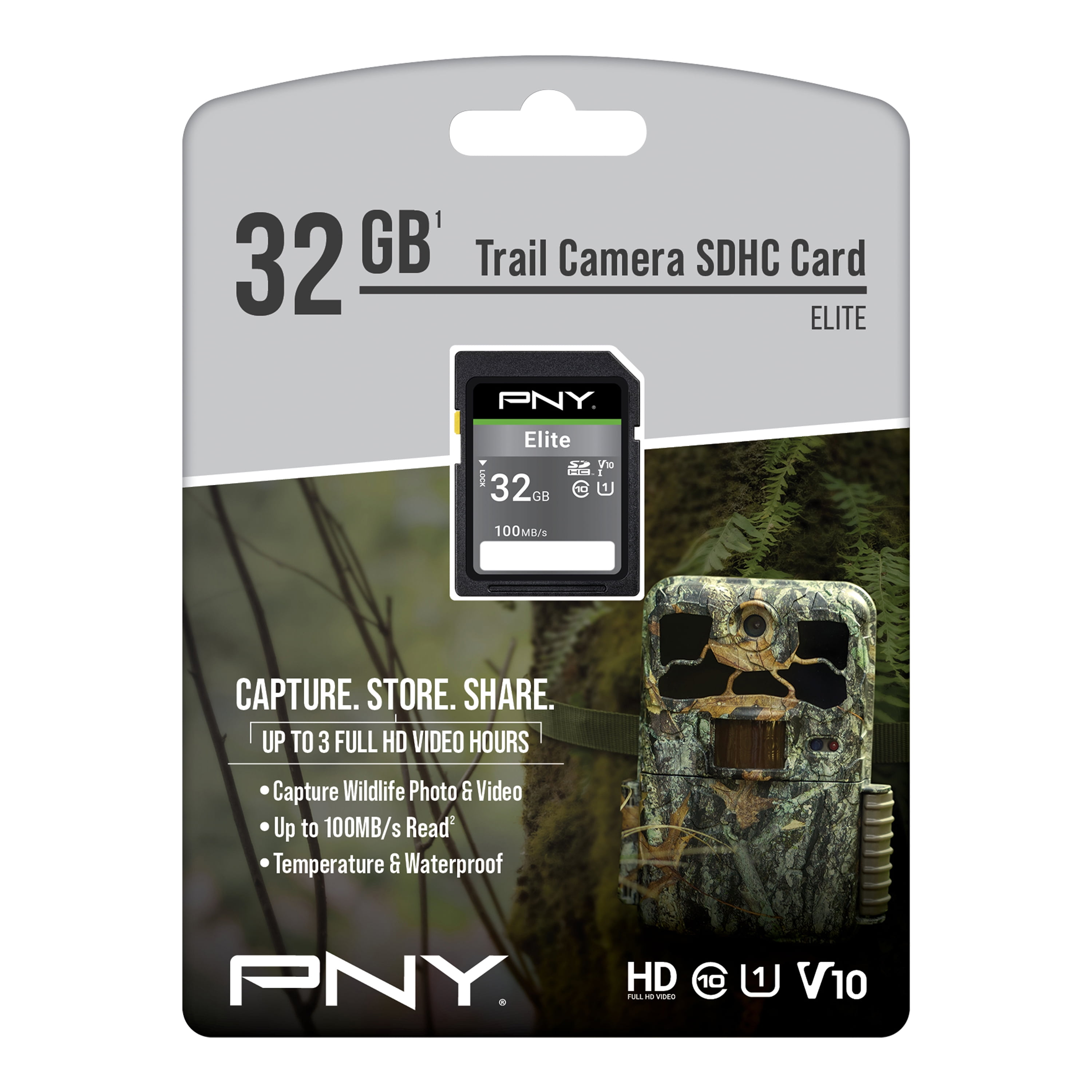 PNY 32GB Elite Class 10 U1 V10 SDHC Trail Camera Flash Memory Card