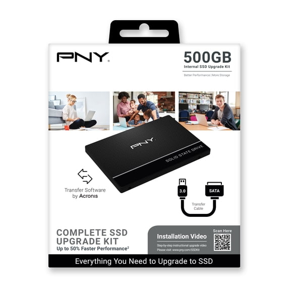 PNY 500GB CS900 2.5” Solid State SATA-III SSD Upgrade Kit w/ Transfer Cable and Software
