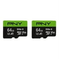 thumbnail image 1 of PNY 64GB Elite-X Class 10 U3 V30 microSDXC Flash Memory Card 2-Pack - 100MB/s, Class 10, U3, V30, A1, 4K UHD, Full HD, UHS-I, micro SD, 1 of 7