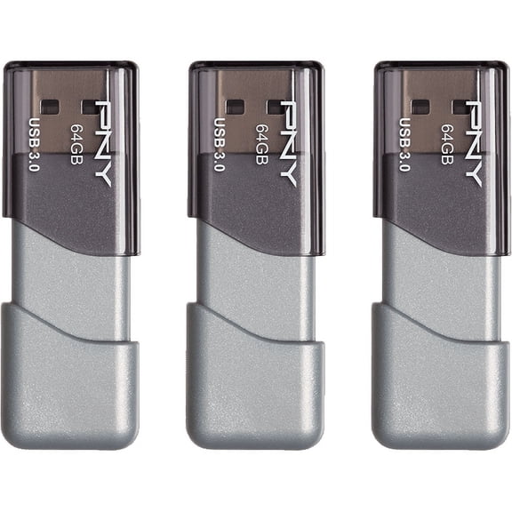 PNY 64GB Turbo Attach 3 USB 3.0 Flash Drive 3-Pack