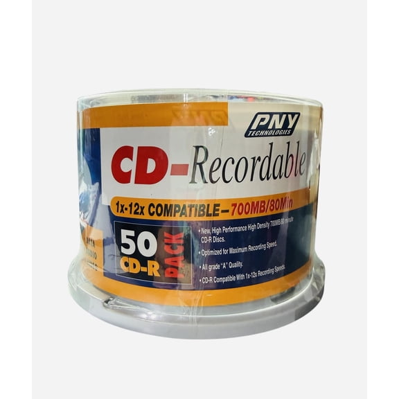 PNY 700MB 80M 12X CDR Boxed Spindle Recordable Media 50-Pack