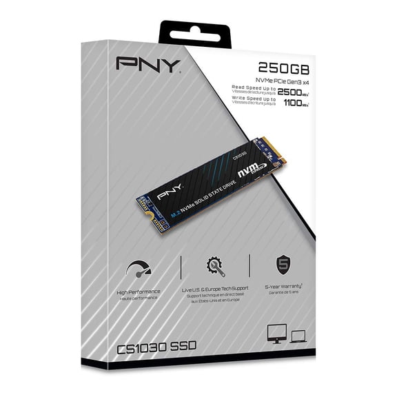 PNY CS1030 250GB M.2 NVMe PCIe Gen3 x4 Internal Solid State Drive (SSD) - M280CS1030-250-RB