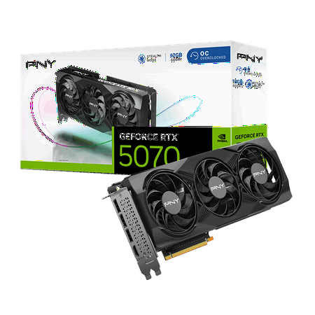 PNY - GeForce RTX 5070 12GB OC GDDR7 PCI Express 5.0 Graphics Card with Triple Fan - Black