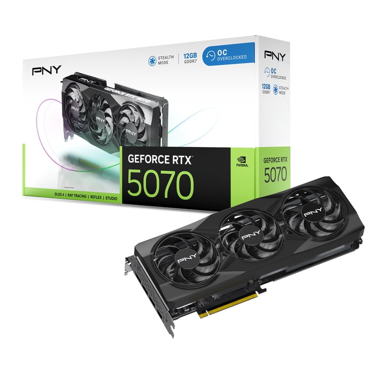 グラフィックボード・グラボ・ビデオカード PNYGeFORCE RTX 5070 12GB VD9083 PNY, Graphics Card, RTX 5070 OC, 12GB GDDR7 Triple Fan - Walmart.com