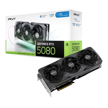 PNY GeForce RTX 5080 OC 16GB 256-Bit GDDR7 DLSS 4 PCI Express 5.0 x16 Graphics Card VCG508016TFXPB1-O