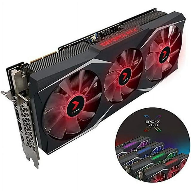 PNY VCG3090T24TFXMPB-O GeForce RTX 3090 Ti 24GB Gaming UPRISING EPIC-X RGB Overclocked Triple Fan Graphics Card&#44; Red