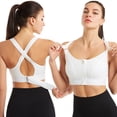 thumbnail image 1 of PNYESDNQT Wireless Support Super Tight Impact Resistant Zipper Sports Bra Adjustable Strap Plus Size Front Zipper Shockproof Vest Bra（White,XXL）, 1 of 7
