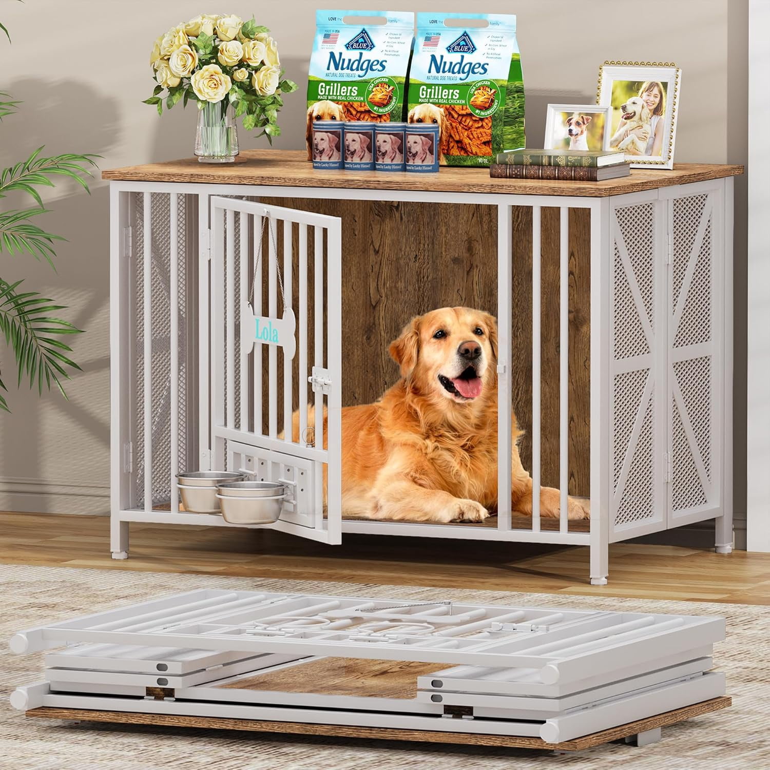 Picture of POAO Foldable Large Dog Crate Furniture, 41.3