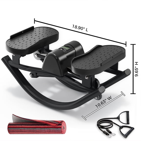 POAO Rock Stepper, Side to Side Rocking Stepper for Exercise at Home, Low-Impact Knee-Friendly Exercise Machine with Resistance Bands,LCD Monitor, 330 LBS Weight Capacity