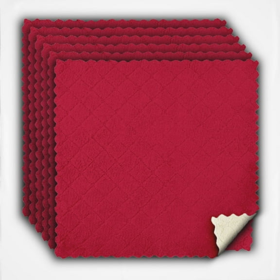 POBAZ 6 Pack Kitchen Cloth Dish Towels, Premium Dishcloths, Super Absorbent Coral Velvet Dishtowels, Nonstick Oil Washable Fast Drying, Bright Maroon