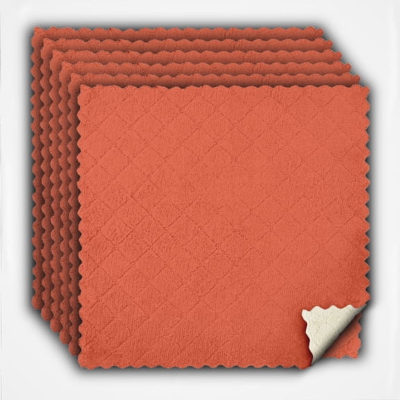 POBAZ 6 Pack Kitchen Cloth Dish Towels, Premium Dishcloths, Super Absorbent Coral Velvet Dishtowels, Nonstick Oil Washable Fast Drying, Fruit Punch Red