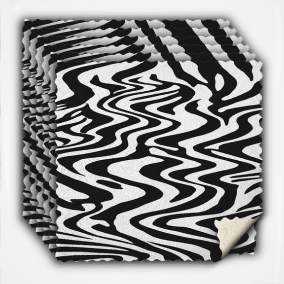 POBAZ 6 Pack Kitchen Cloth Dish Towels, Premium Dishcloths, Super Absorbent Coral Velvet Dishtowels, Nonstick Oil Washable Fast Drying, Zebra Pattern