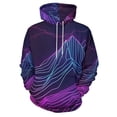 thumbnail image 1 of POBUDS Hoodie, Regular Fit Sporty Pullover Hooded Sweatshirt for Men Women Cyber Neon Mountains S, 1 of 6