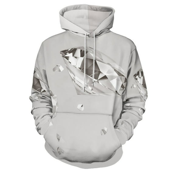 POBUDS Hoodie, Regular Fit Sporty Pullover Hooded Sweatshirt for Men Women Diamonds S