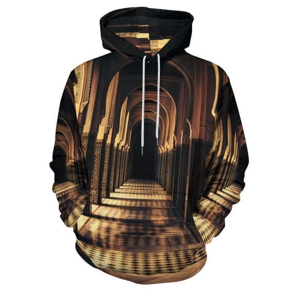 POBUDS Hoodie, Regular Fit Sporty Pullover Hooded Sweatshirt for Men Women Islamic Architecture XL