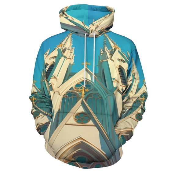 POBUDS Hoodie, Regular Fit Sporty Pullover Hooded Sweatshirt for Men Women St. Patrick's Cathedral S