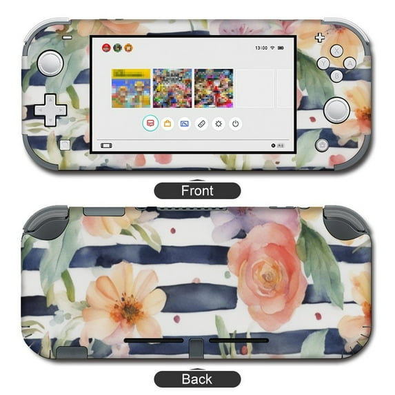 POBUDS Switch Skin | Sticker Wrap Vinyl Decal | Set Compatible with Nintendo Switch ( Switch Lite, Spring Floral Stripes)