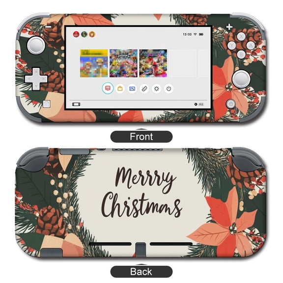 POBUDS Switch Skin | Sticker Wrap Vinyl Decal | Set Compatible with Nintendo Switch ( Switch OLED Model, Merry Christmas Lettering Wreath Leanfs)