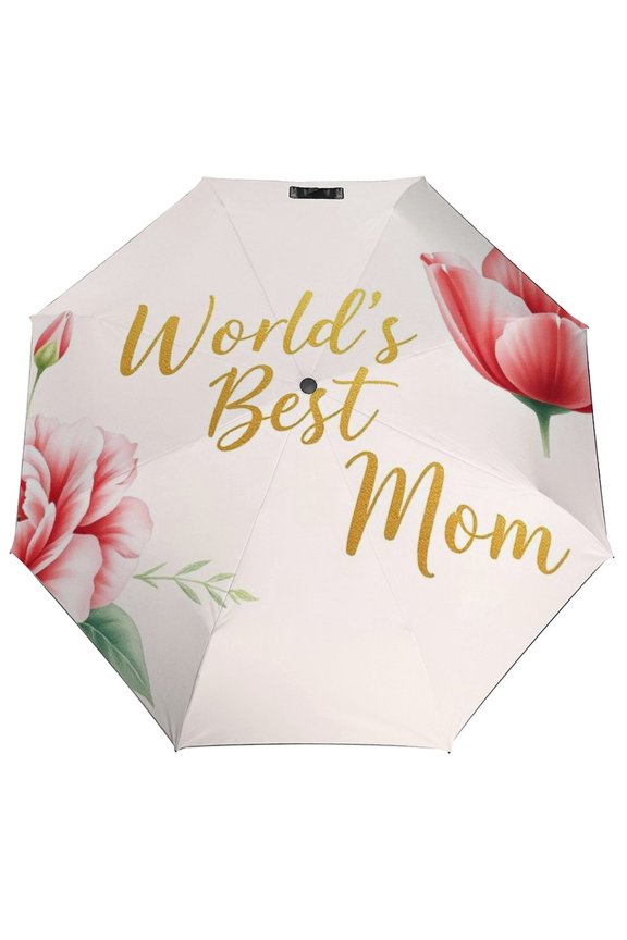 Windproof Automatic Umbrella – Steel-Carbon Fiber Frame, UV-Blocking Black Coating Inside, Auto Open/Close - Best Mom With Floral Vector