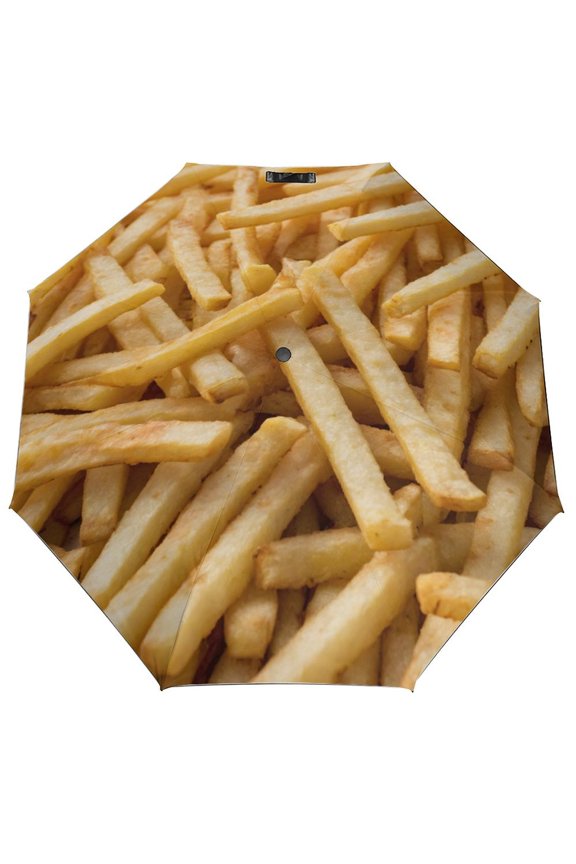 Windproof Automatic Umbrella – Steel-Carbon Fiber Frame, UV-Blocking Black Coating Inside, Auto Open/Close - French Fries