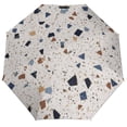 thumbnail image 1 of POBUDS Windproof Automatic Umbrella – Steel-Carbon Fiber Frame, UV-Blocking Black Coating Inside, Auto Open/Close - White Terrazzo, 1 of 8