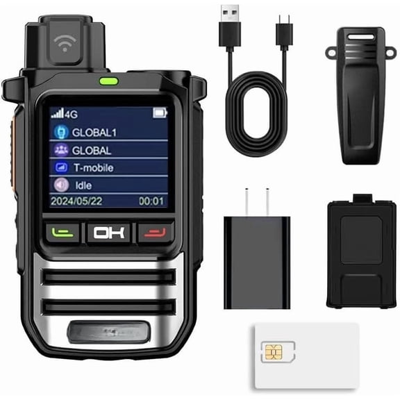 POC walkie Talkie Unlimited Range 4G LTE PoC (Mobile Call) Radio Nationwide PTT Two-Way Radio Long-Distance Logistics Company with?SIM Card Lifetime Management Platform(2PC)