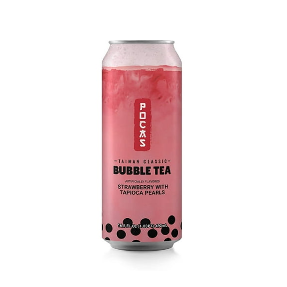 POCAS Bubble Tea, 4 ct, Strawberry Flavor, Taiwan Classic Milk Tea