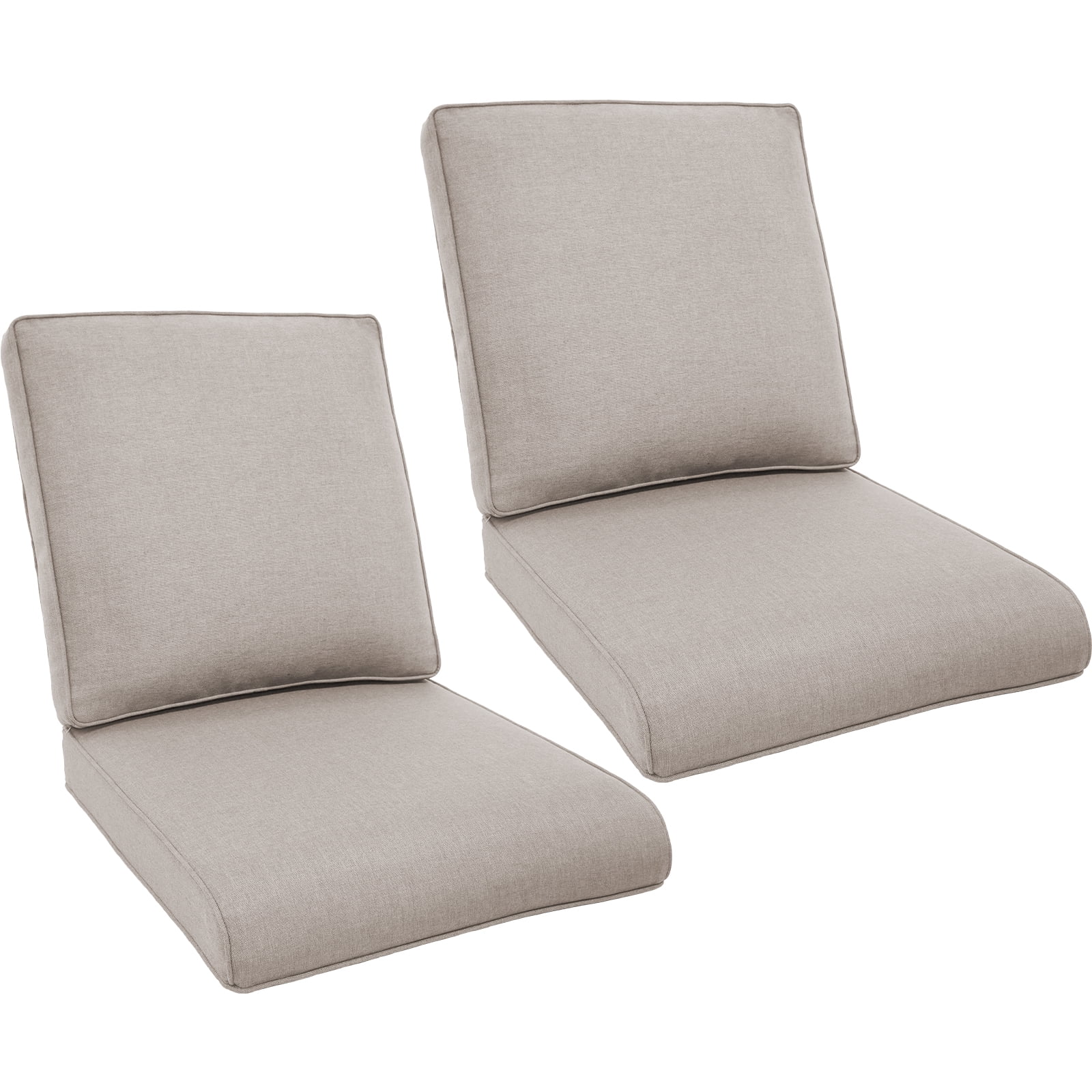 POCASSY 2PCS Weather Resistant Cushions for Outdoor Furniture, 22.5" x 25" Patio Deep Seat Cushions, Water & Fade Resistant, Deep Seat and High Back Cushion for Chair, Sofa, and Couch, Beige