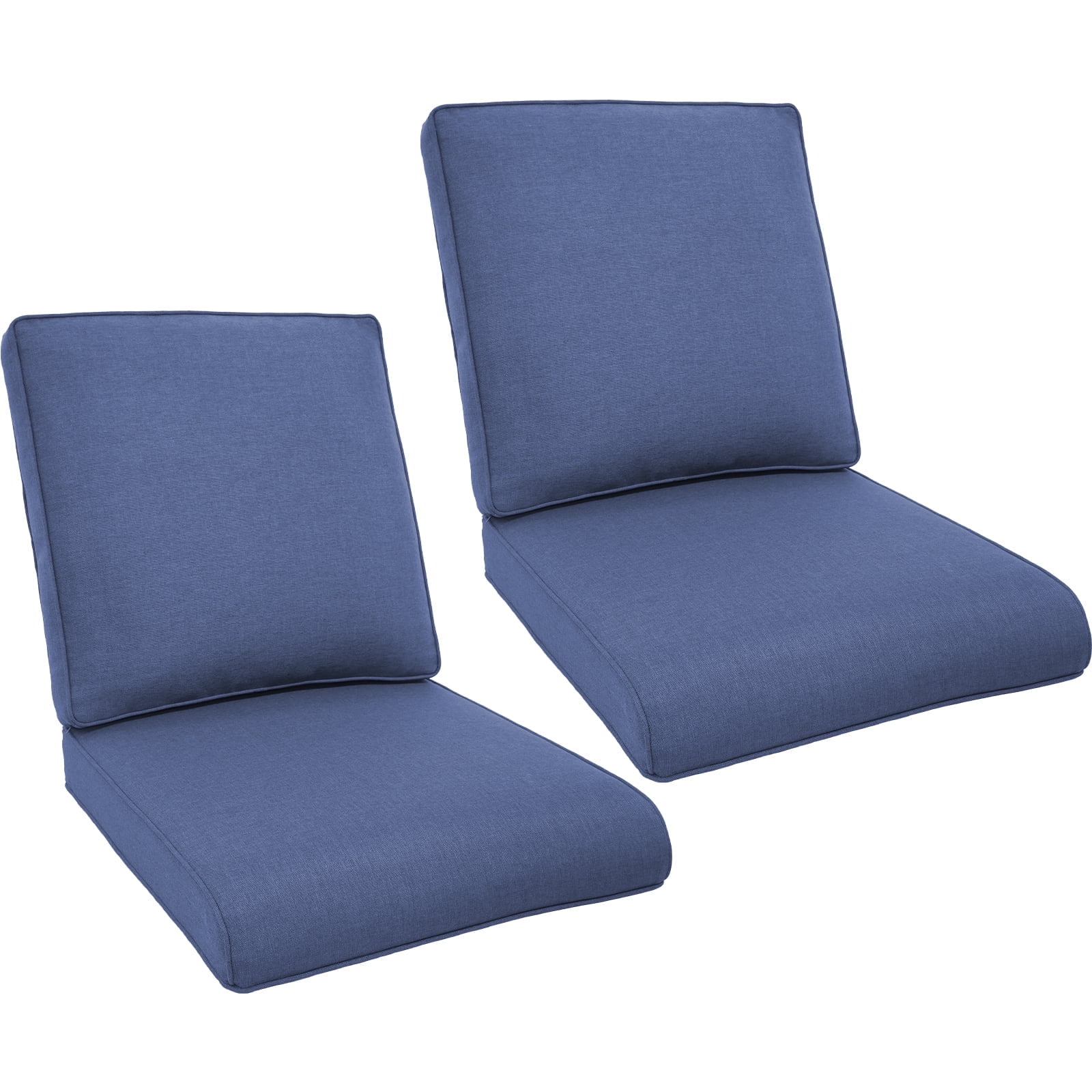 POCASSY 2PCS Weather Resistant Cushions for Outdoor Furniture, 22.5" x 25" Patio Deep Seat Cushions, Water & Fade Resistant, Deep Seat and High Back Cushion for Chair, Sofa, and Couch, Blue