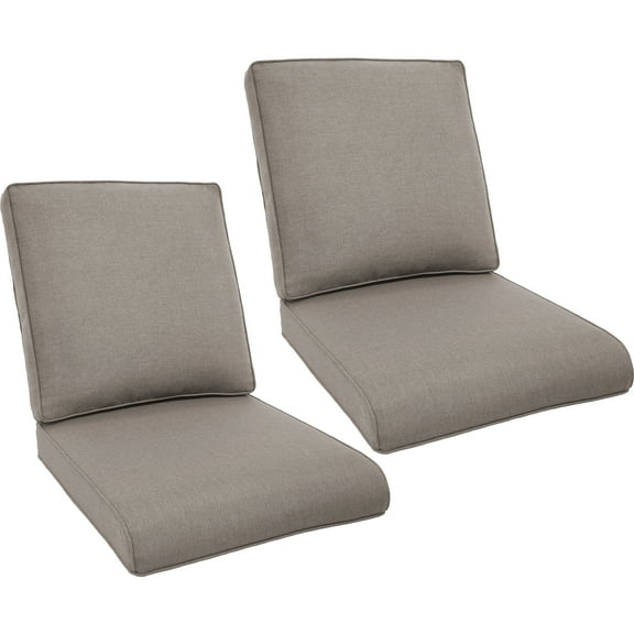 POCASSY 2PCS Weather Resistant Cushions for Outdoor Furniture, 22.5" x 25" Patio Deep Seat Cushions, Water & Fade Resistant, Deep Seat and High Back Cushion for Chair, Sofa, and Couch, Gray