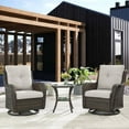 thumbnail image 1 of Pocassy  3-Piece Outdoor Swivel Bistro Set, Wicker Rocking Chairs Brown/Beige, 1 of 8
