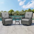 thumbnail image 1 of POCASSY 3 Piece Patio Set Outdoor Wicker Glider Rocking and Swivel Chairs with Side Table and Cushions - Patio Wicker Bistro Furniture Set, Gray Rattan & Gray Cushion, 1 of 8