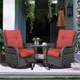 thumbnail image 1 of POCASSY 3 Piece Patio Set Outdoor Wicker Glider Rocking and Swivel Chairs with Cushions, 1 of 12
