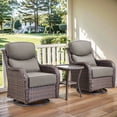 thumbnail image 1 of POCASSY 3PCS Outdoor Swivel Chair Set with Side Table, 6-Inch Thick Seat Cushions All Weather Wicker Patio Swivel Chairs with 2-tier Side Table for Porch Garden Balcony - Gray, 1 of 12