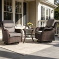 thumbnail image 1 of POCASSY 3PCS Outdoor Swivel Chair Set with Side Table, All Weather Wicker Patio Swivel Chairs with 2-tier Side Table for Porch Garden Balcony - Gray, 1 of 17