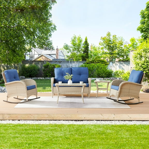 POCASSY 4 Person Complete Patio Set with Cushions