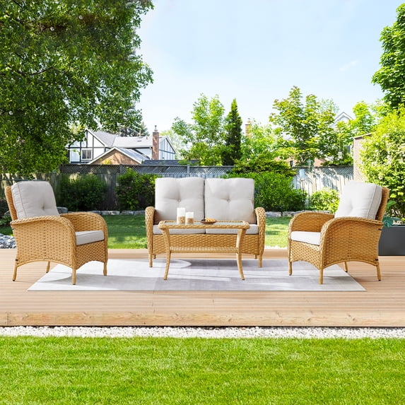 POCASSY 4 Piece Sofa Seating Group with Cushions