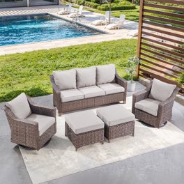Outdoor Wicker Loveseat Rocking Chair – PE Rattan Rocker With Cushions For Patio, Garden, Poolside