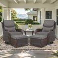 thumbnail image 1 of POCASSY 5 Pieces Patio Furniture Set with Swivel Chairs and Ottomans, High Back Deep Seat Cushioned Wicker Outdoor Conversation Set for Porch & Balcony, Brown Wicker/Gray Cushion, 1 of 11