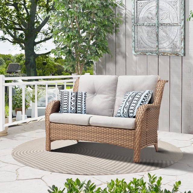 Fresh Look at Pocassy 50 Wide Outdoor Wicker Loveseat With Cushions