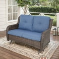 thumbnail image 1 of POCASSY 52" Width Outdoor Loveseat, Rocking Glider All Weather Wicker Patio Loveseat with Deep Seat for Porch Balcony and Backyard, Blue, 1 of 7