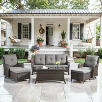 POCASSY 6 Piece Rattan Sofa Seating Group with Cushions