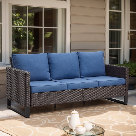 POCASSY 68.5" Wide Outdoor Rectangle Patio Sofa with Cushions