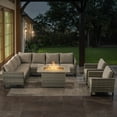 thumbnail image 1 of POCASSY 6PCS Outdoor Furniture Set with Fire Pit Table - All Weather Gray Wicker Outdoor Sectional Sofa with Club Chair and 41" Propane Firepit Table for Deck, Porch, Garden - Gray, 1 of 13